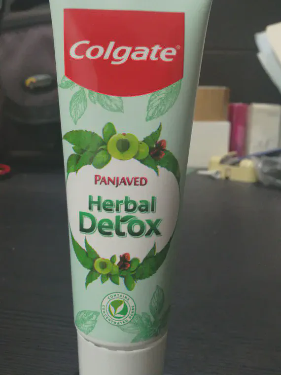The herbal detox flavor of Colgate toothpaste that I have quite enjoyed for the past month.