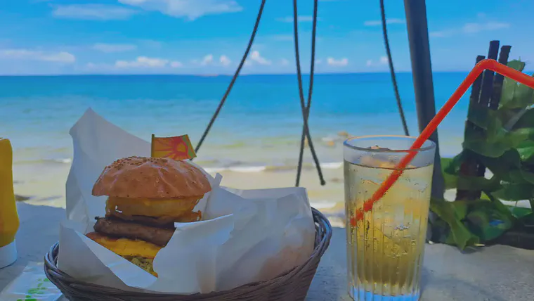 I had an egg burger set today with onion rings and a ginger ale.